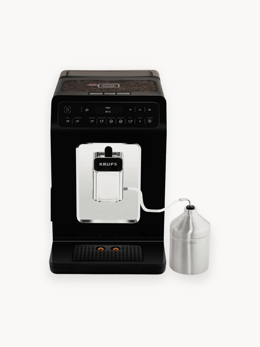 Кофемашина автоматическая Krups Evidence EA891810, с 15 рецептами, автоматическим капучинатором, сенсорным управлением, черная, Франция