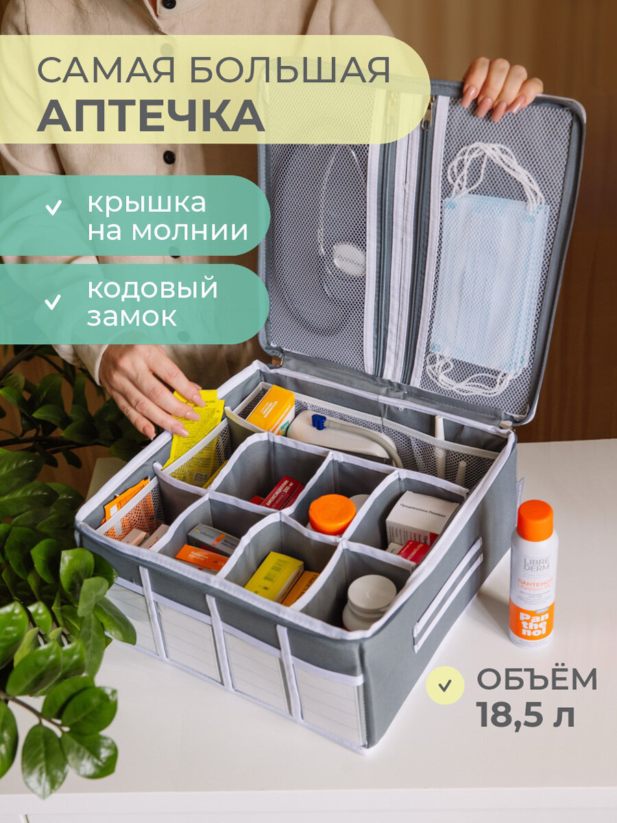 Аптечка домашняя KIDS SAFE 34х34х16 см 21 ячейка