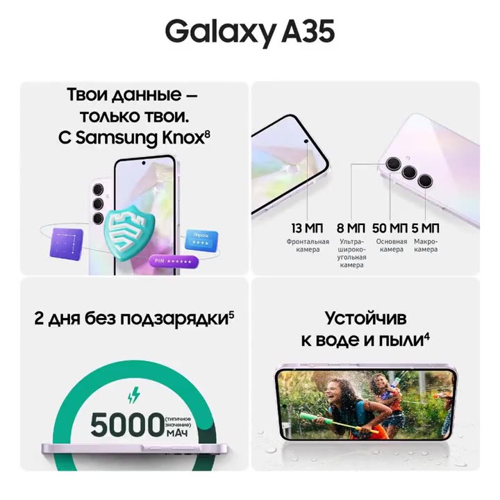Смартфон Samsung Galaxy A35 5G SM-A356ELVDCAU 8+128 GB лаванда — фото 1