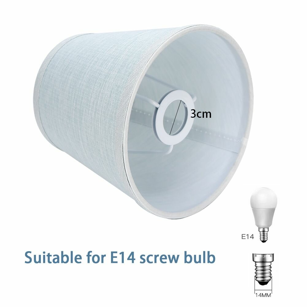 Тканевый абажур для лампы E14 голубого цвета ручной работы мягкий свет для люстр и настенных светильников создающий уют в интерьере