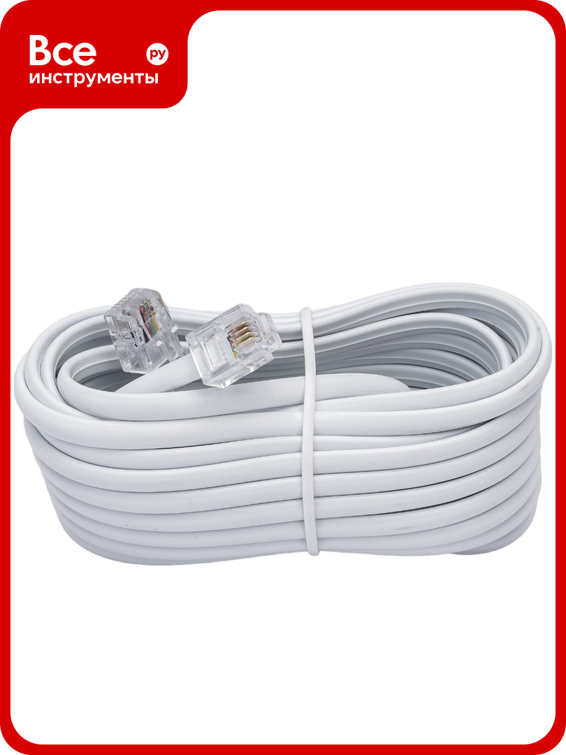 Кабель Cablexpert телефонный аппарат-розетка 5 м белый TC6P4C-5M