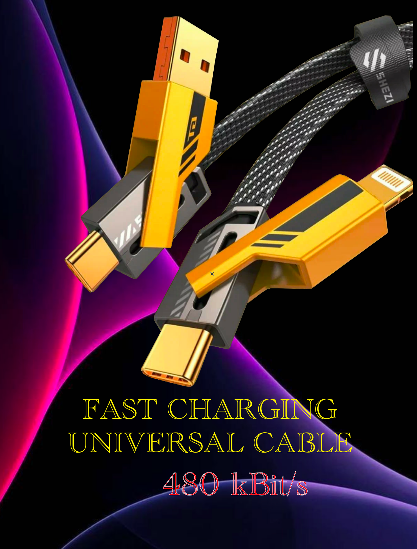 Кабель для iPhone 4 в 1 USB, Redmi и Samsung, Type-C, Lightning, Type-C to Type-C