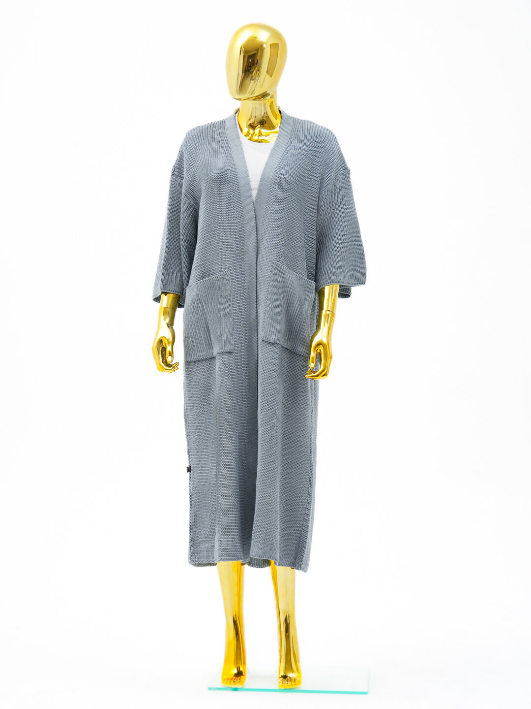 Пончо Didov TRIKO 2463, размер oversize, синий меланж