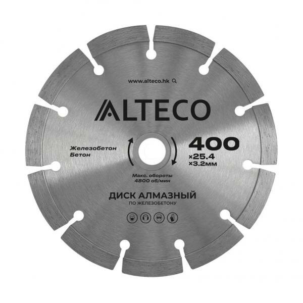 Диск алмазный по железобетону ALTECO 400x25.4x3.2 мм (66491)