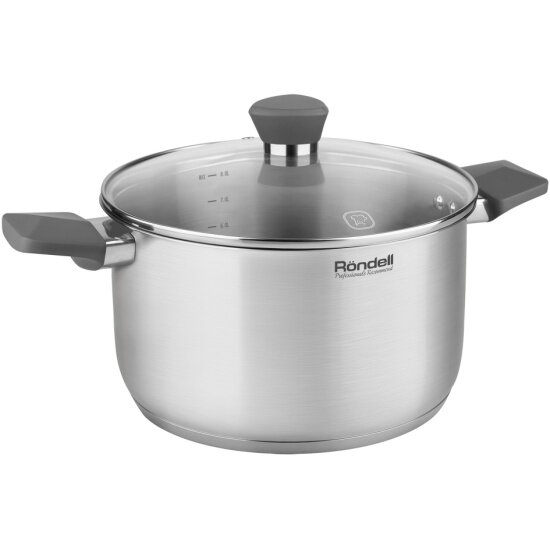 Кастрюля Rondell Strike 8 л  26 см  с крышкой  нерж  сталь  RDS 1663 