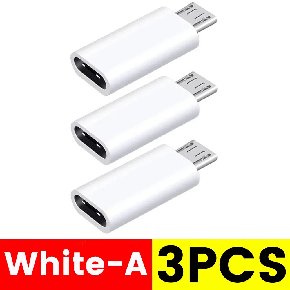 6/1 шт. переходник Type C «Мама»-«папа» Micro USB White A-3PCS