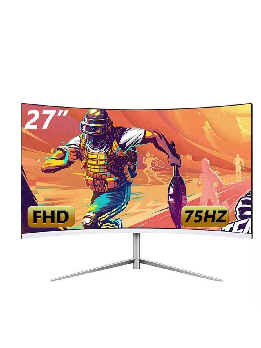 27-дюймовый монитор FHD 1080P 75 Гц Изогнутый монитор VA 2800R（0 битых пикселей）99%sRGB 16.7M цветов Free-sync HDMI/VGA