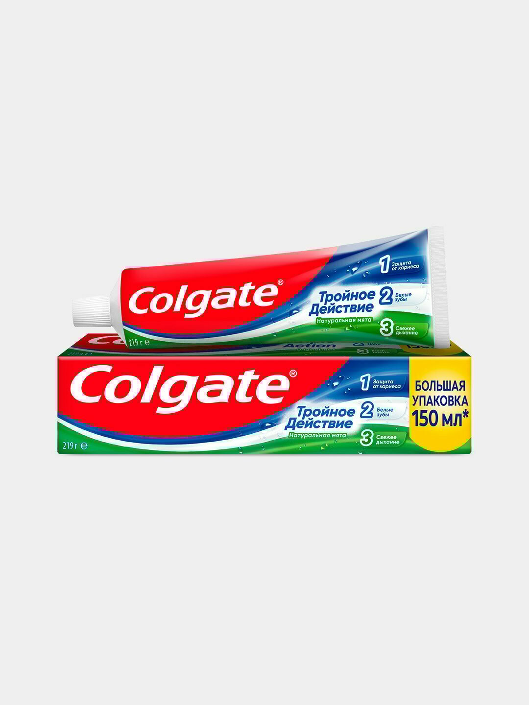Зубная паста Colgate "Triple Action", для свежести полости рта, 150мл