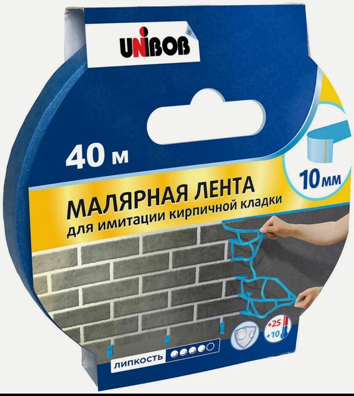 Лента малярная Unibob для имитации кирпичной кладки 10 мм х 40 м