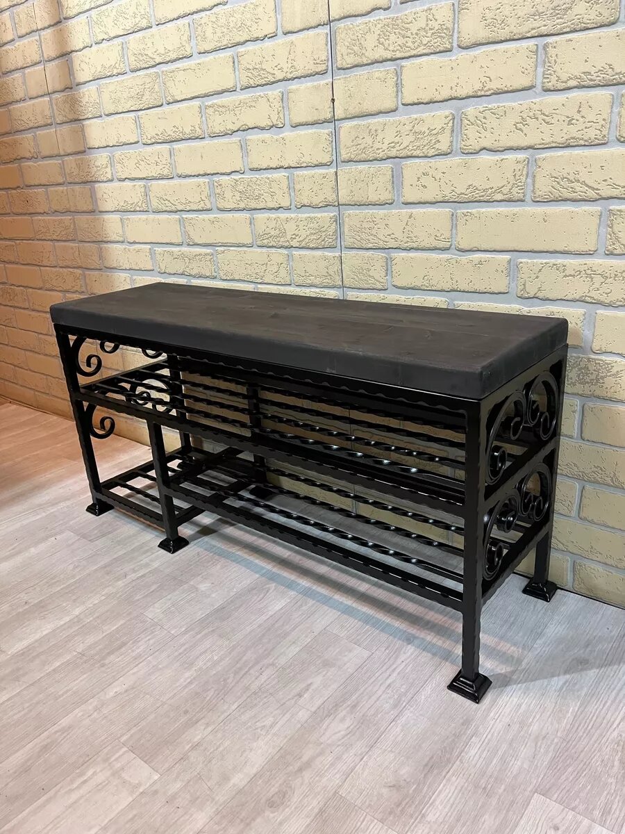 Кованая банкетка №44, Студия кованой мебели Нива, цвет черный — фото 1