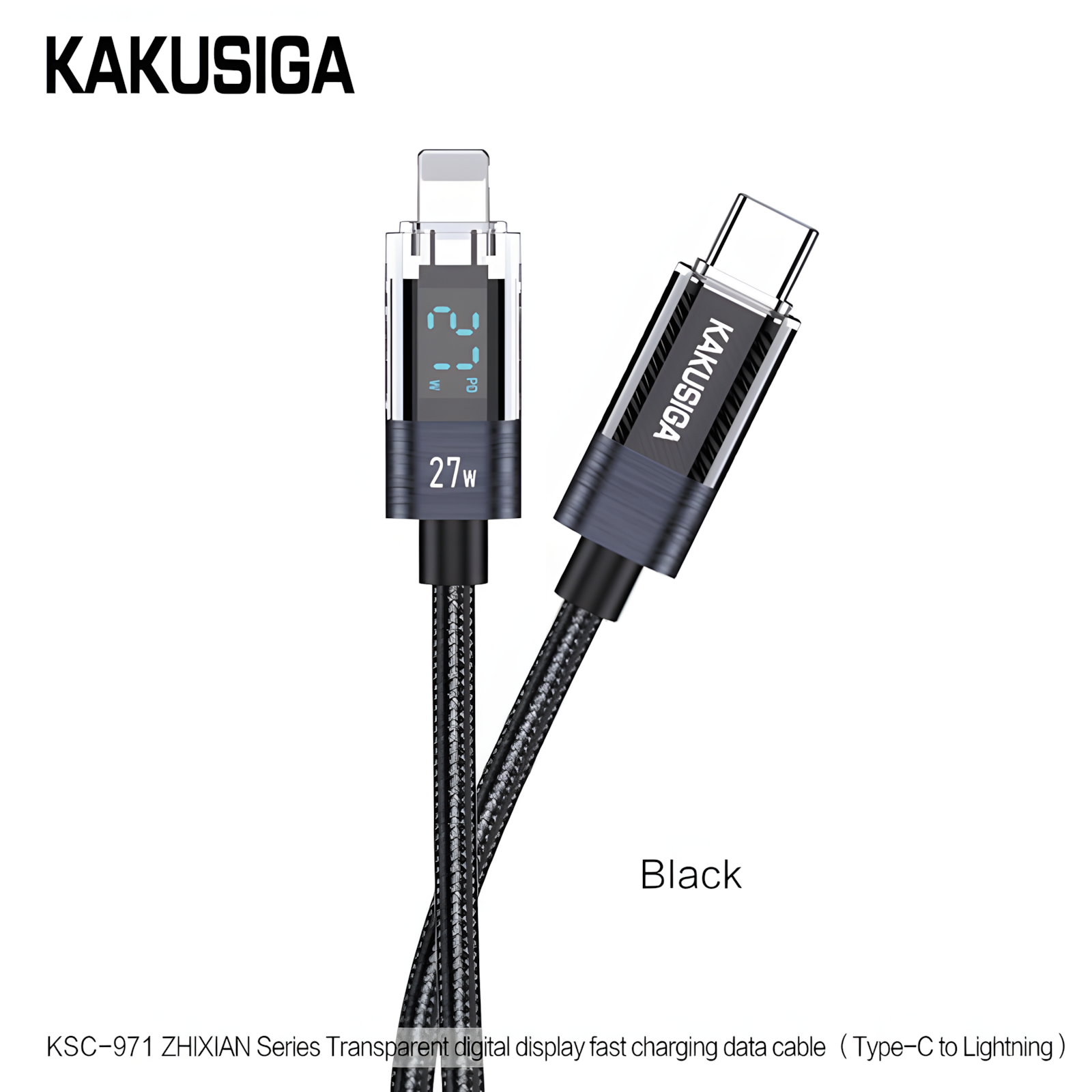 USB-кабель KAKUSIGA KSC-971 Type-C на Lightning, быстрая зарядка, черный