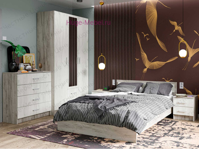 Спальный гарнитур "Гармония" крафт Huge Mebel Спальные гарнитуры