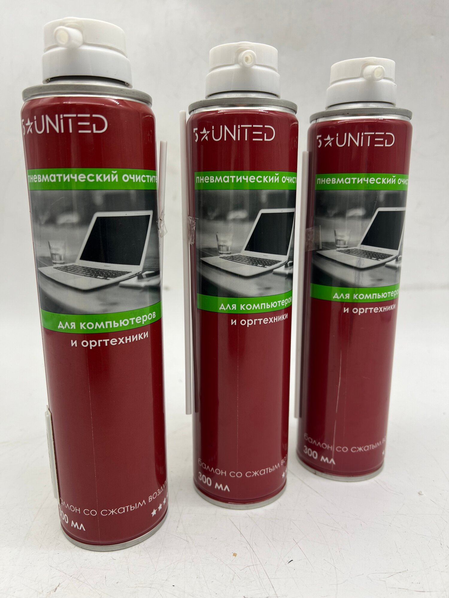 5 Star United арт. 414 300 мл х 3 шт. Пневматический очиститель для Компьютеров, Оргтехники и Клавиатуры. Набор из 3 шт.