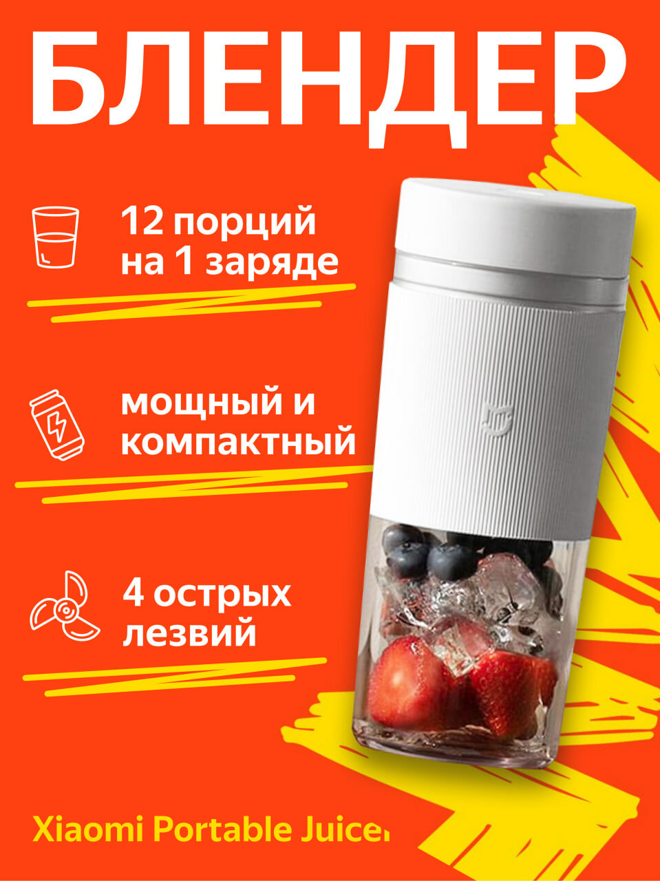 Беспроводная соковыжималка блендер Xiaomi Mijia Portable Juicing Cup 2 White (MJZZB02PL)