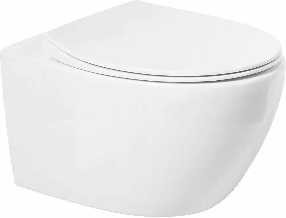 Унитаз подвесной Art&Max Elegant AM9316CHR/SC с микролифтом безободковый без бачка фаянсовый антивсплеск белый овальный