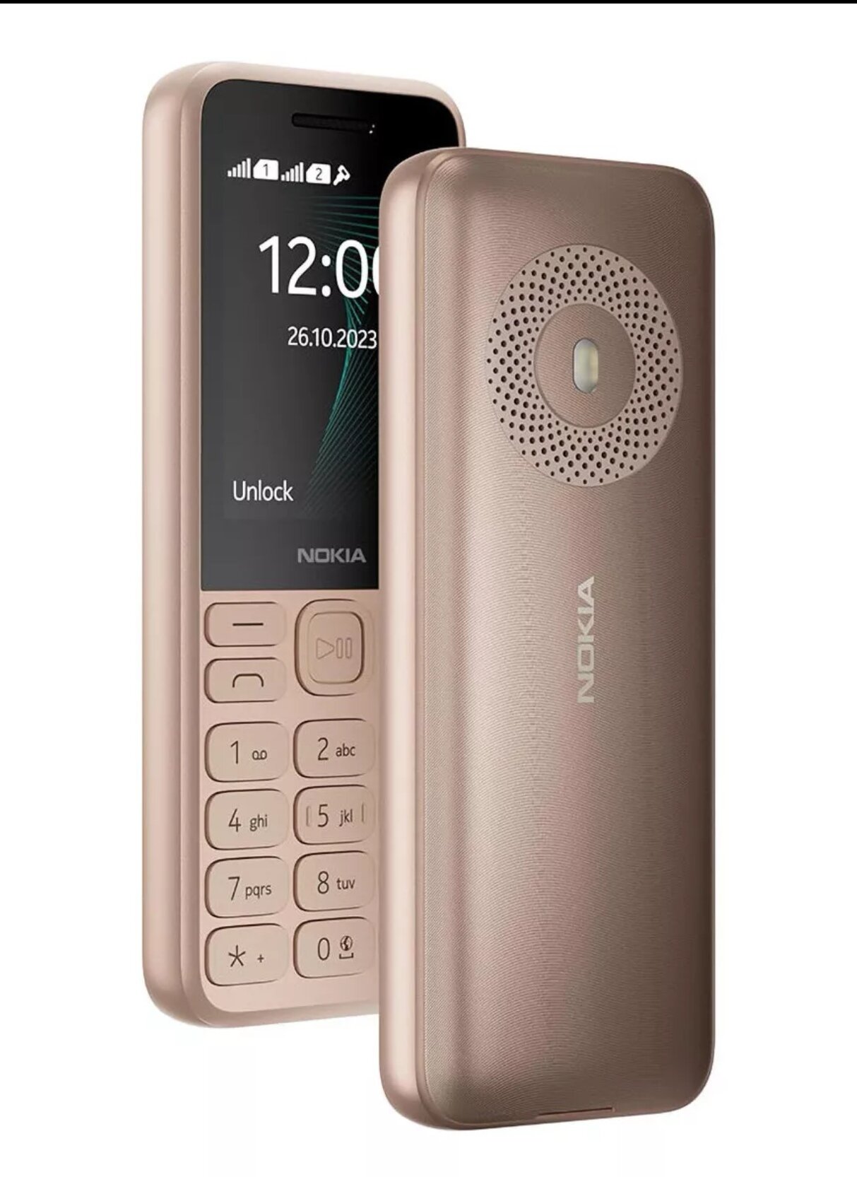 Телефон кнопочный 130 золотой (Gold) с большими кнопками,2sim, влагозащита, яркий фонарик