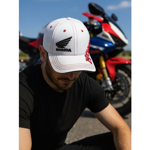 фото Бейсболка honda хонда мото кепка для мужчин, размер one size, white