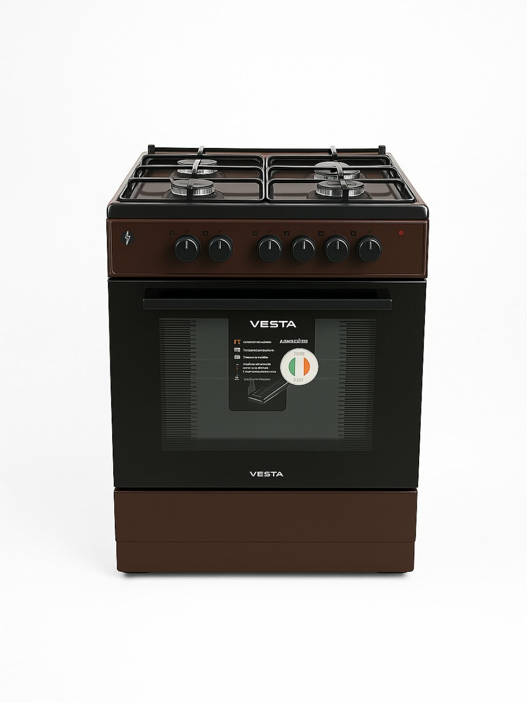 Газовая плита Vesta, AK-10, с электроподжигом, 65л, коричневая