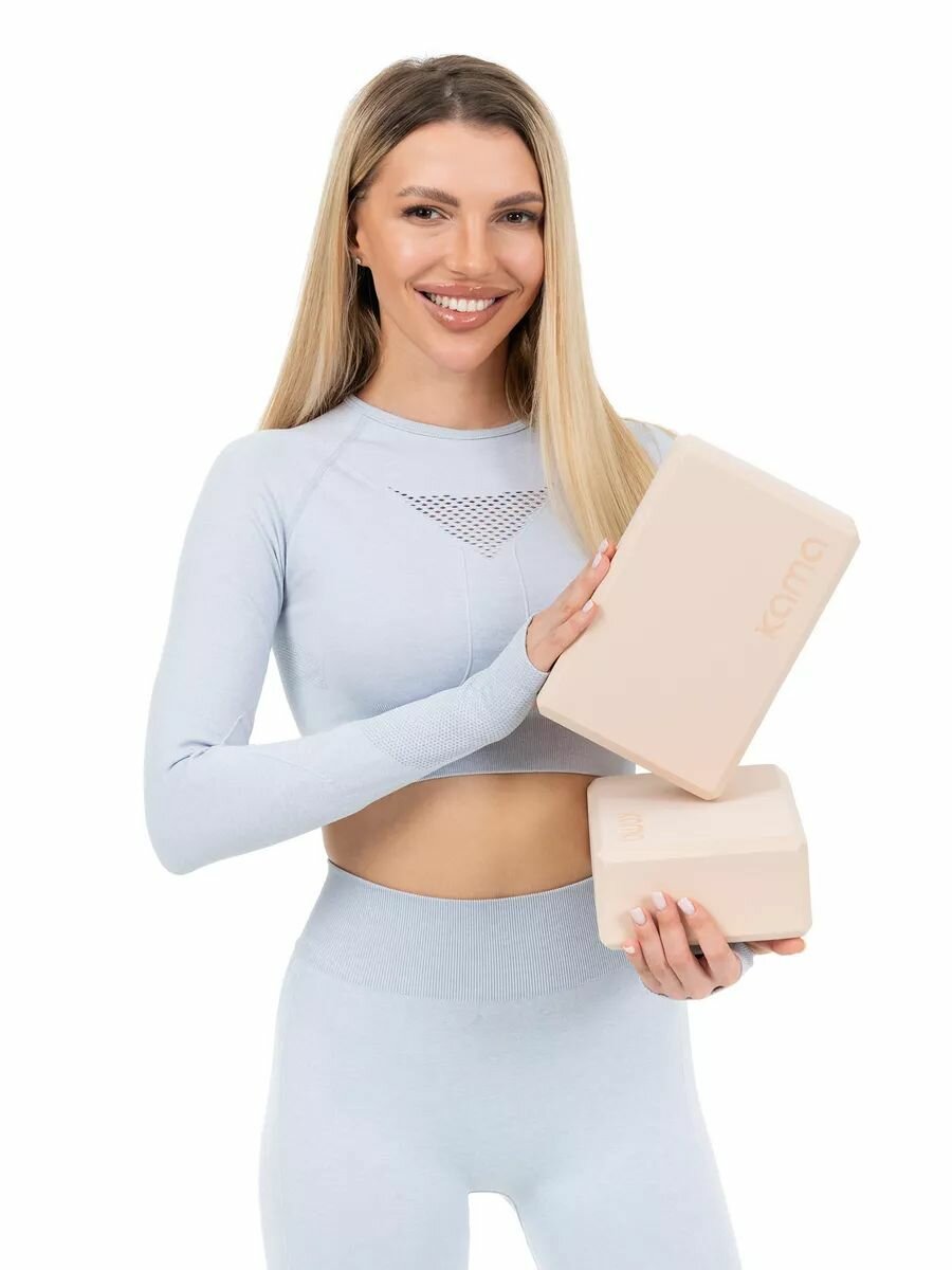 Блоки для йоги и фитнеса, Kama, 2 шт, бежевые — фото 1