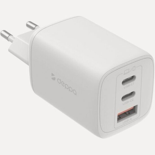 Изображение товара Сетевое зарядное устройство Deppa 65Вт, 2xUSB-C + USB-A, PD 3.0, QC 5.0, GaN, белый (11481)