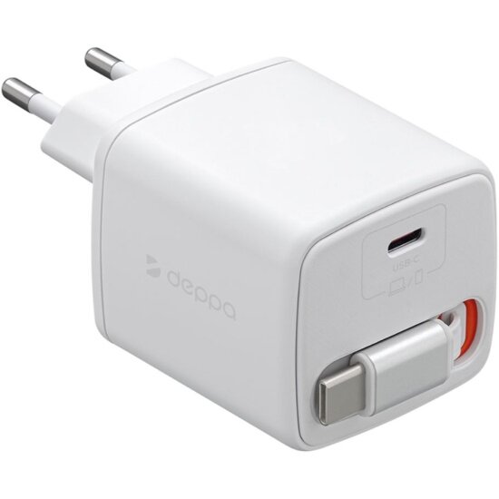 Сетевое зарядное устройство Deppa 45Вт 2хUSB-C PD 3.0 QC 4.0+ GaN белый (11485)