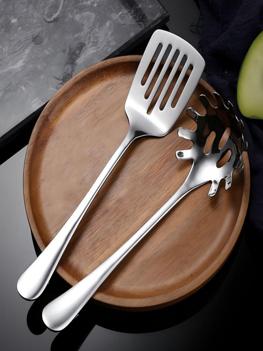 Металлический половник, из нержавеющей стали и деревянные, для приготовления супа (Серый)