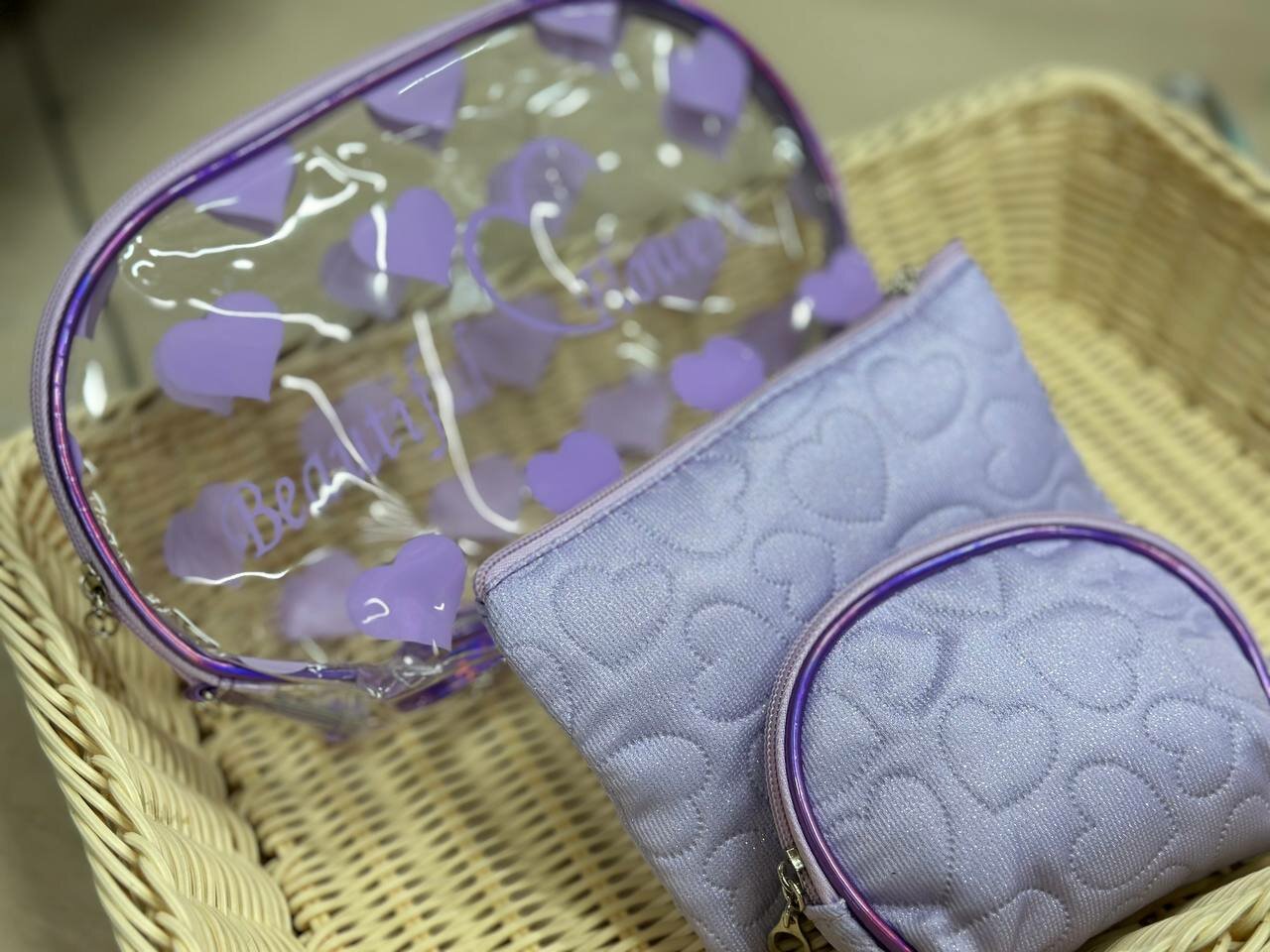 Комплект косметичек ширина: 5 см., высота: 10 см., длина: 15 см., , фиолетовый — фото 1