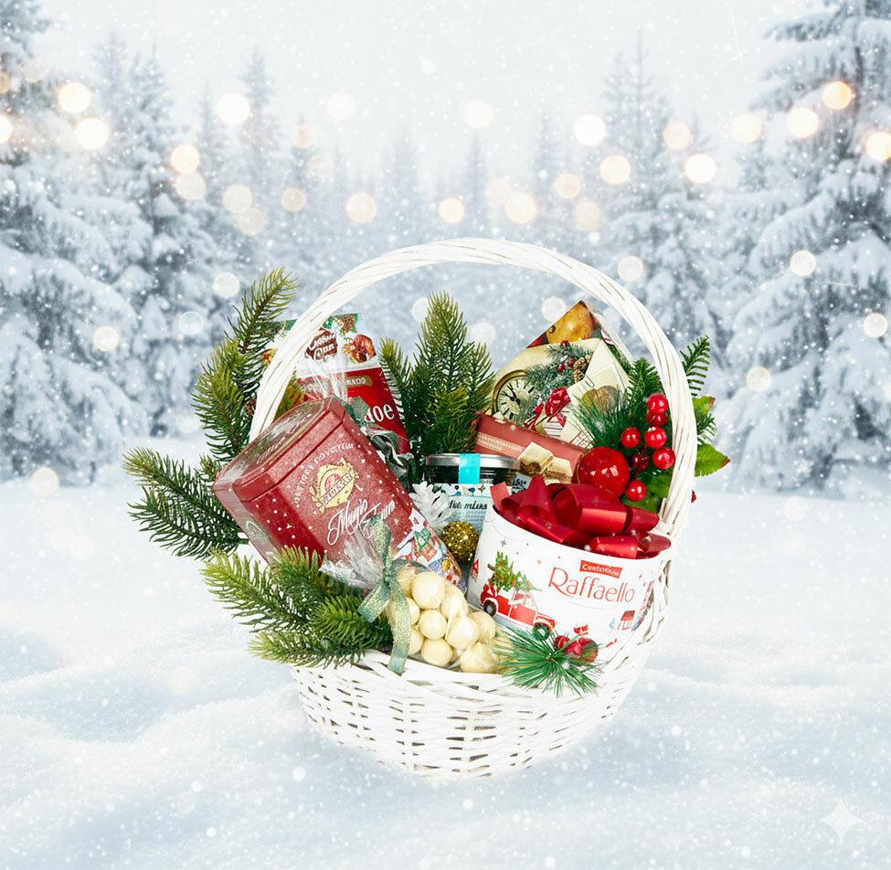 Новогодняя корзина "Мария" с чаем и сладостями