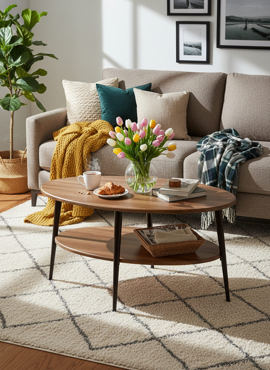 Стол журнальный IFERS BeautyStyle 29 с полкой цвет дуб вотан/черный