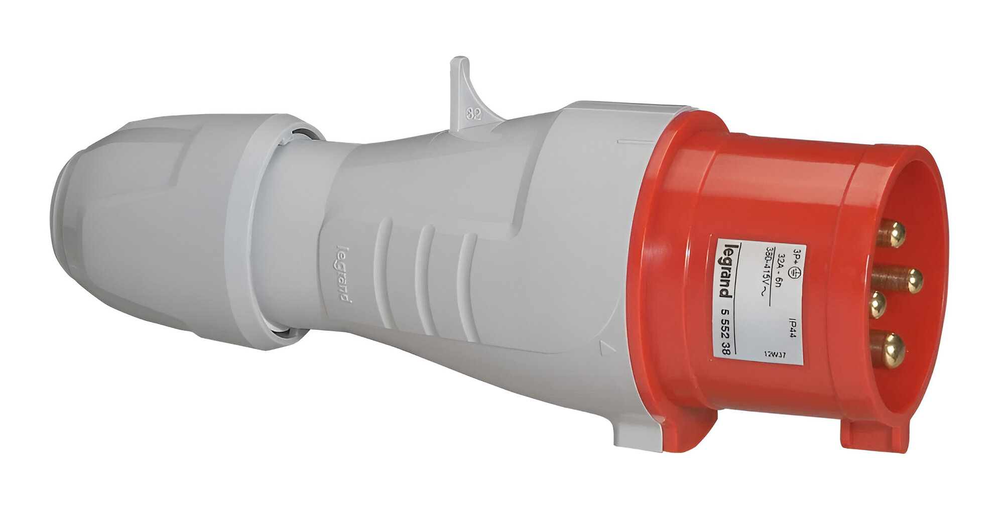 Вилка кабельная переносная Legrand P17 Tempra Pro 32А 3К+З 380/415В IP44 L555238 цвет серый/красный