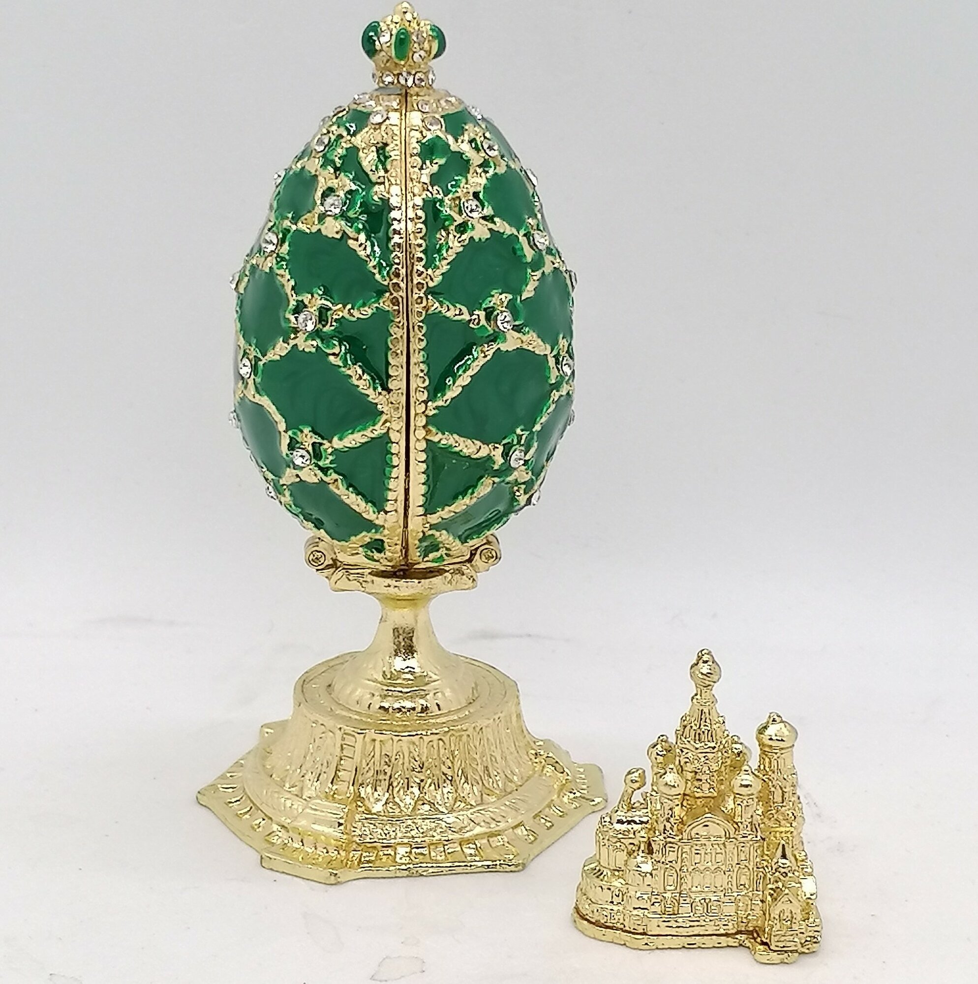 Яйцо Фаберже 5199 с храмом, зелёная — фото 1