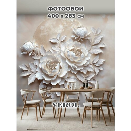 фото Фотообои 3d на стену флизелиновые verol "цветы" 400х283 см, моющиеся