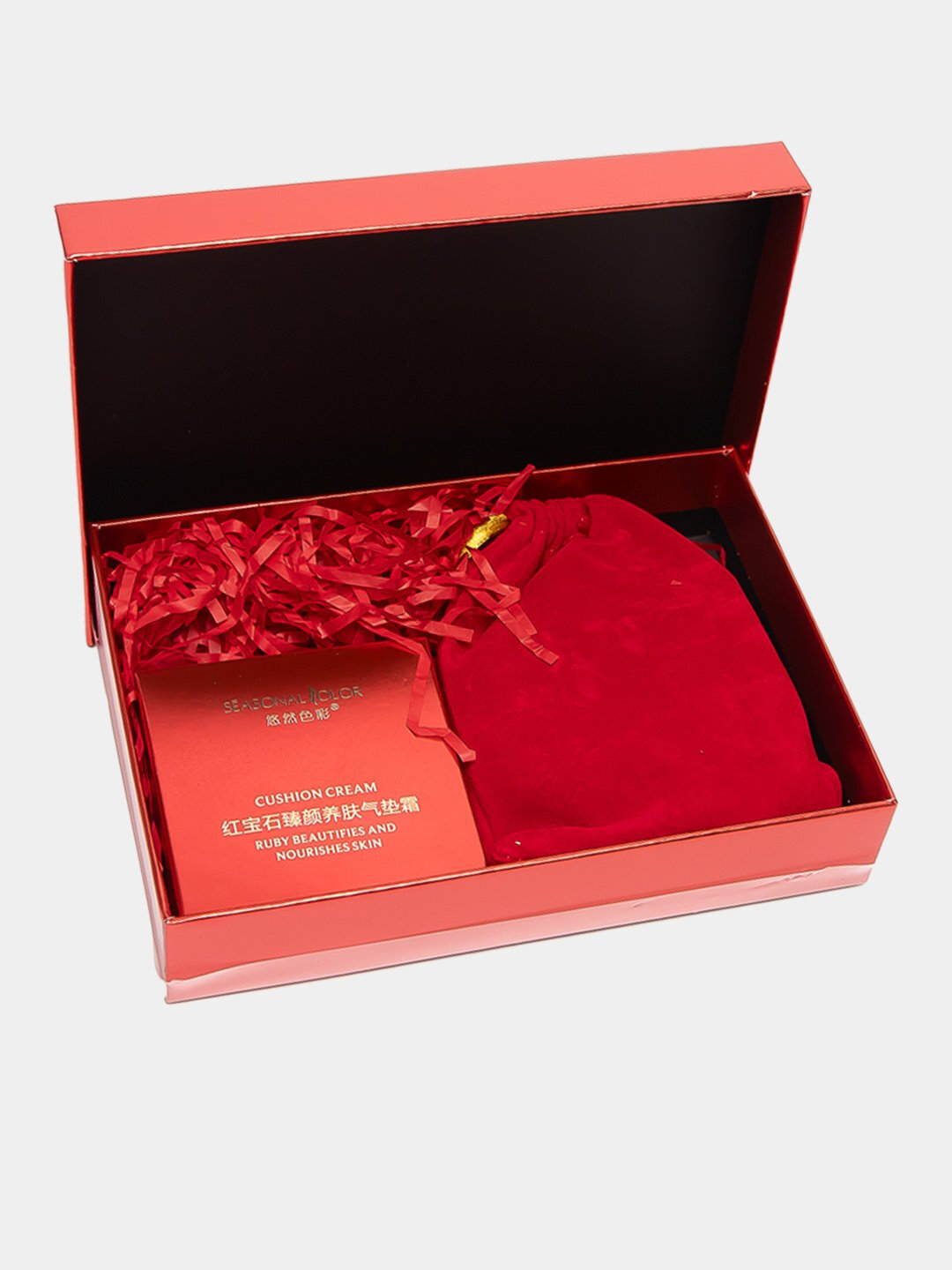 Пудра-кушон для лица Drawshe, внутри коробки находится 1 дополнительная чашка - Алый