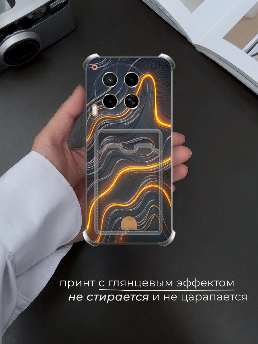 Чехол на Tecno Camon 30 4G/30 5G (Текно Камон 30 4G/30 5G) с картой и принтом Золотая река 3 — фото 1