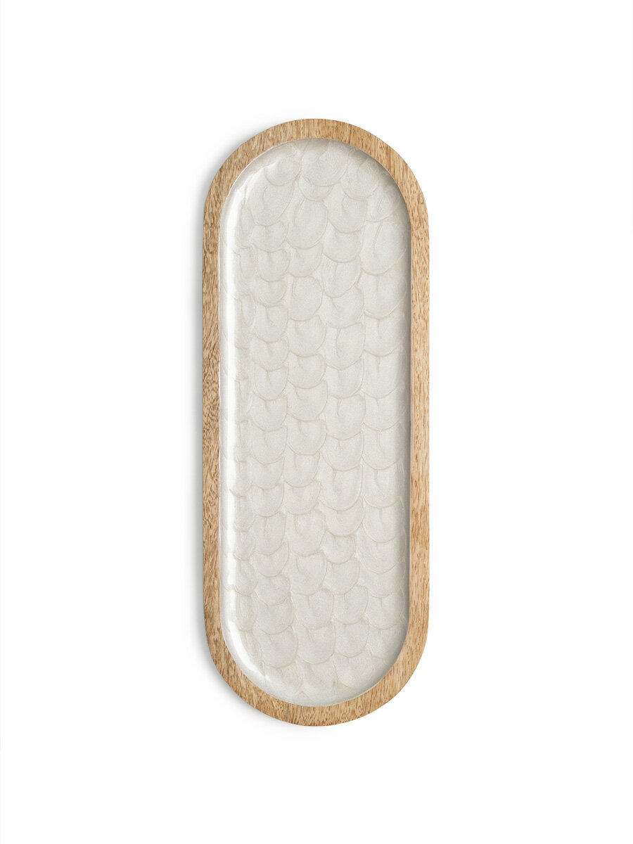 Менажница/тарелка для сервировки овальная DeNASTIA манго овал 40x15x2 см, коричневый, KB00077