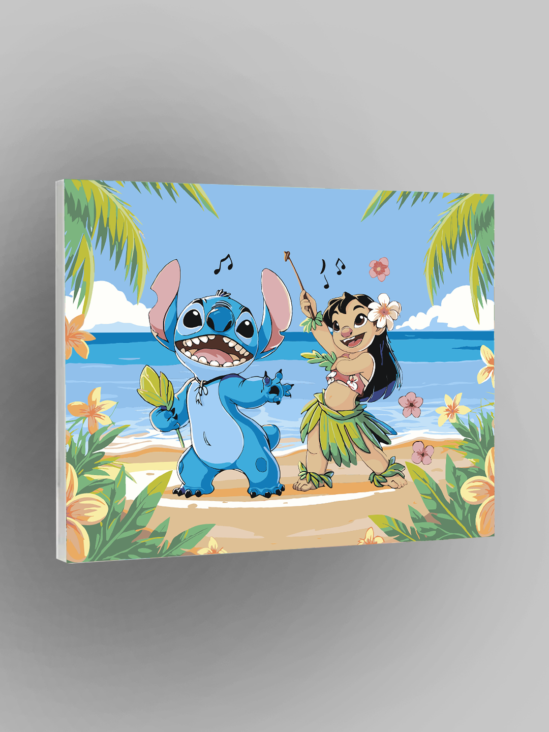 Картина по номерам "Лило и Стич: гавайский танец", мультфильмы, 40×50 см, раскраска на холсте, набор для рисования