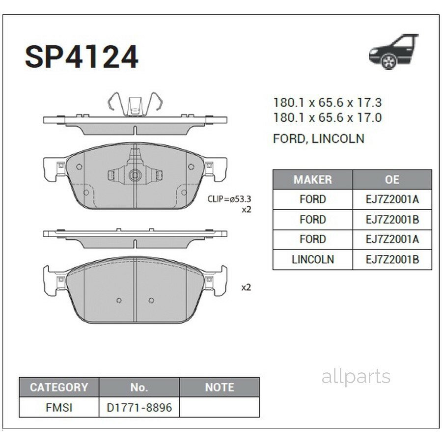 SANGSIN BRAKE SP4124 SP4124 колодки тормозные