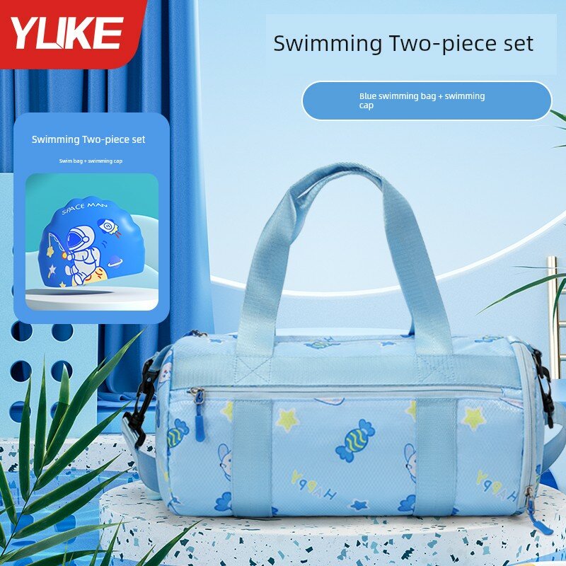 Водонепроницаемая детская сумка для плавания с синим цветом и силиконовой шапкой, портативная для outdoor