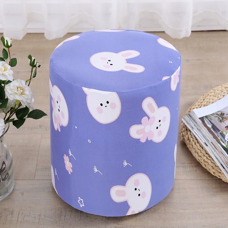 Фиолетовый чехол с кроликом для круглой табуретки, 32x32 см, защищает диван и стул, подходит для круглой табуретки