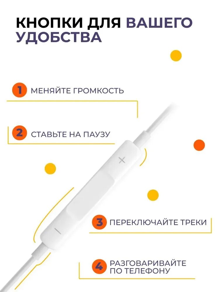 Наушники Проводные Lightning iphone 7-14 Pro Max , Hi-Tech, влагозащита White — фото 1