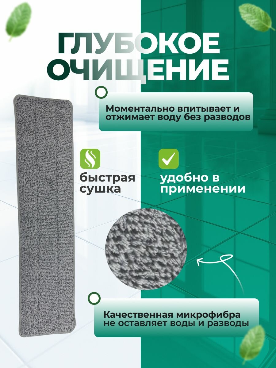 Насадка для швабры Мой Дом, с отжимом, микрофибра, серая, 32,5x12 см — фото 1