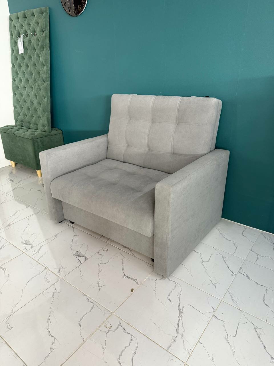 Кресло-кровать Рокки, со спальным местом 100х190 см, Кресло, Наполнение: ППУ + мебельные ремни, серый — фото 1