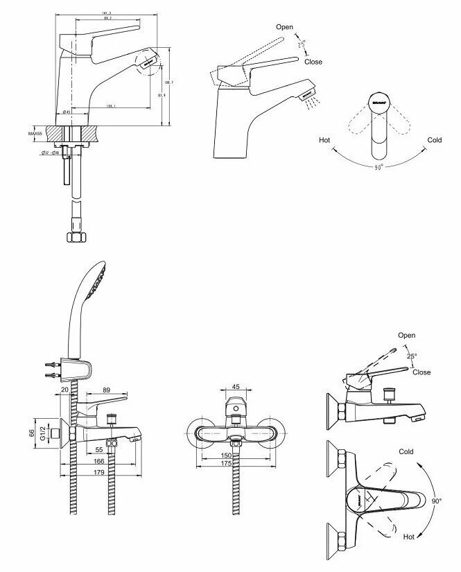 Комплект для ванной комнаты Bravat Eco F00313C