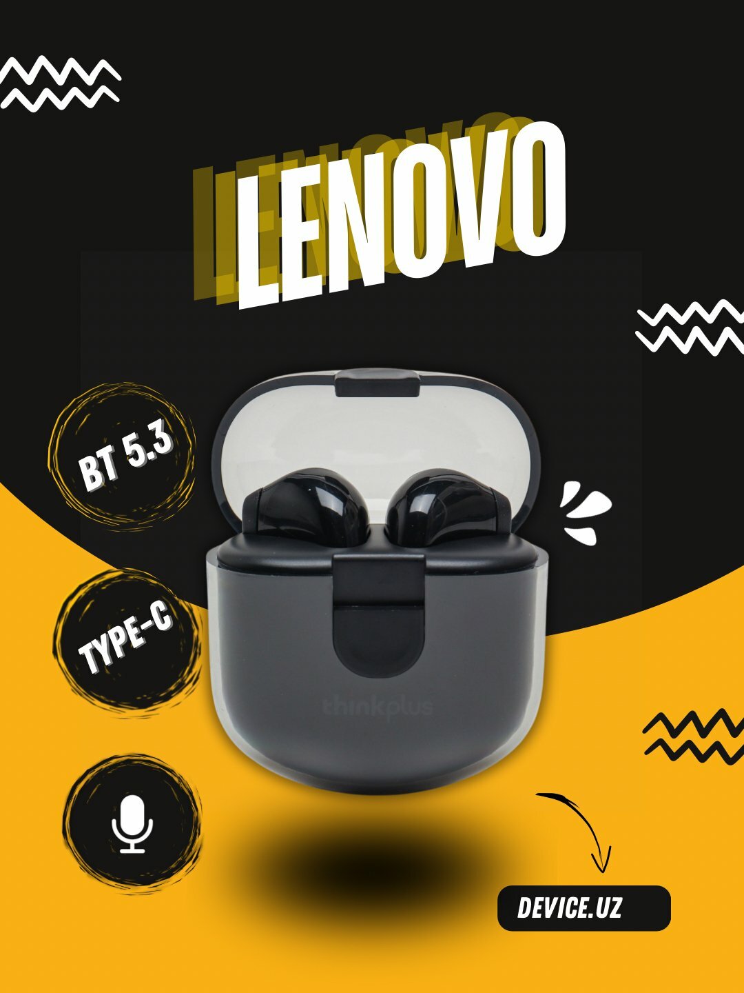 Беспроводные наушники Lenovo ThinkPlus LP12 TWS, Bluetooth 5.0, синий