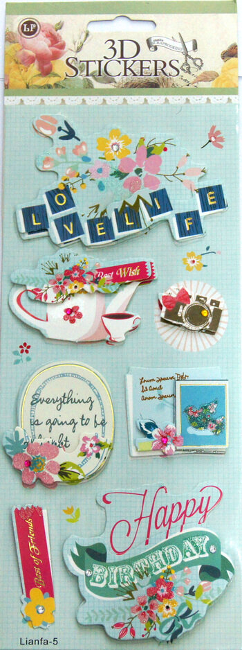Наклейки 3D "Stickers", арт. lianfa-AG- 5 , 10,5см*24см,(7 шт)