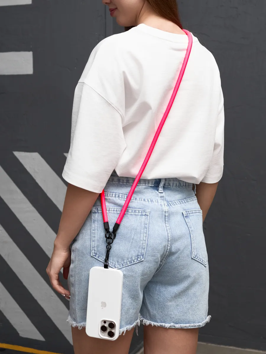 Универсальный шнурок-держатель для телефона, ключей, наушников и других аксессуаров, тёмно розовый — фото 1