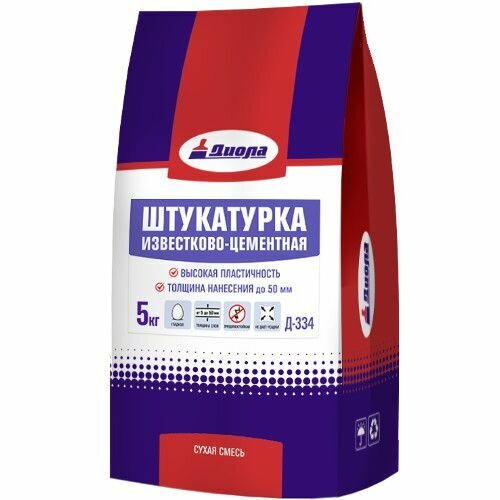 Штукатурка известково-цементная Диола 5кг д-334