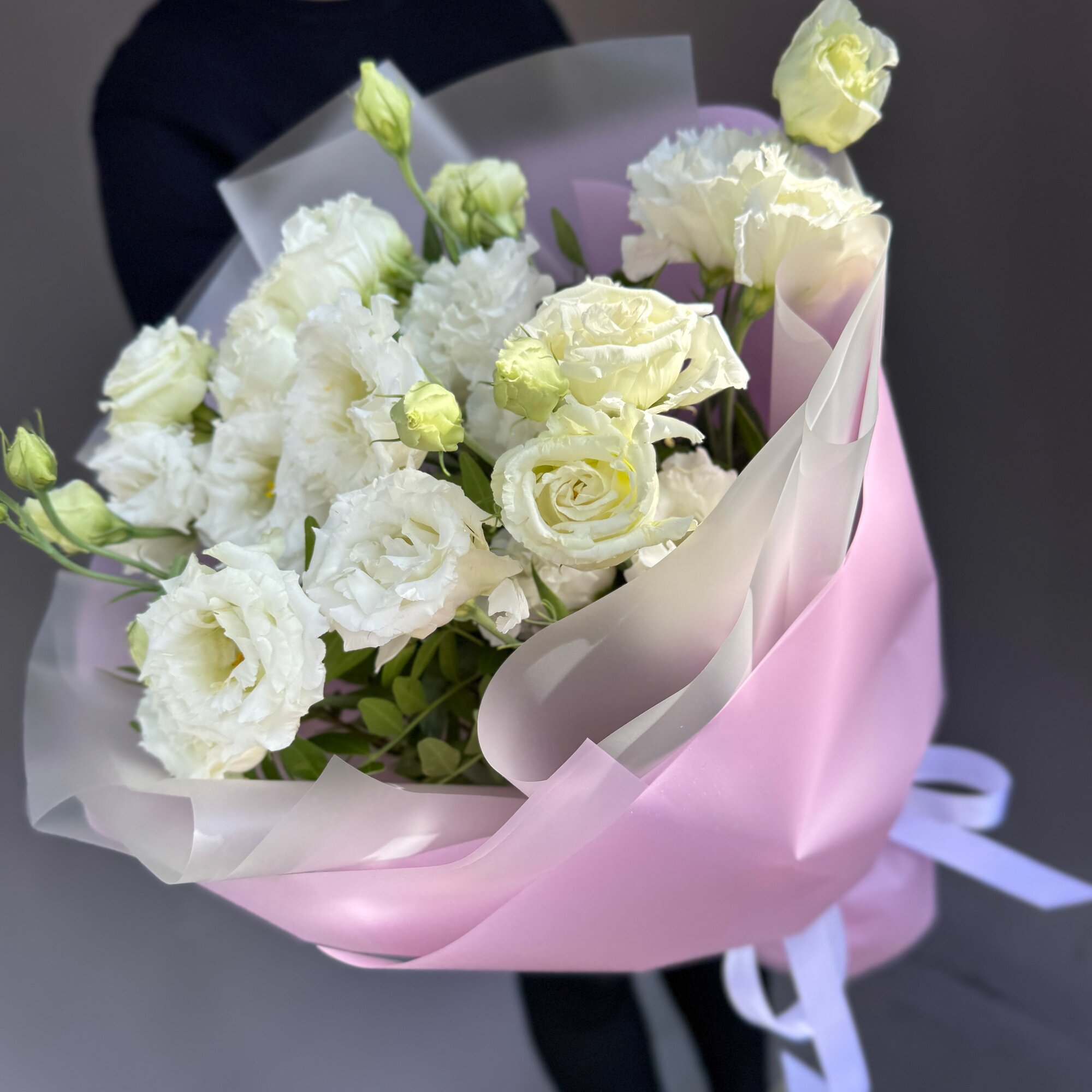 Эустома 5 шт белая в розовом d=25 h=40 см нью арт. MRKT-VQPNZRY0