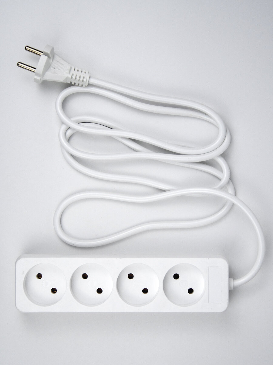 Удлинитель Extension Socket S-CD-4, 1.8 метра, белый, номинальный ток 10 А — фото 1
