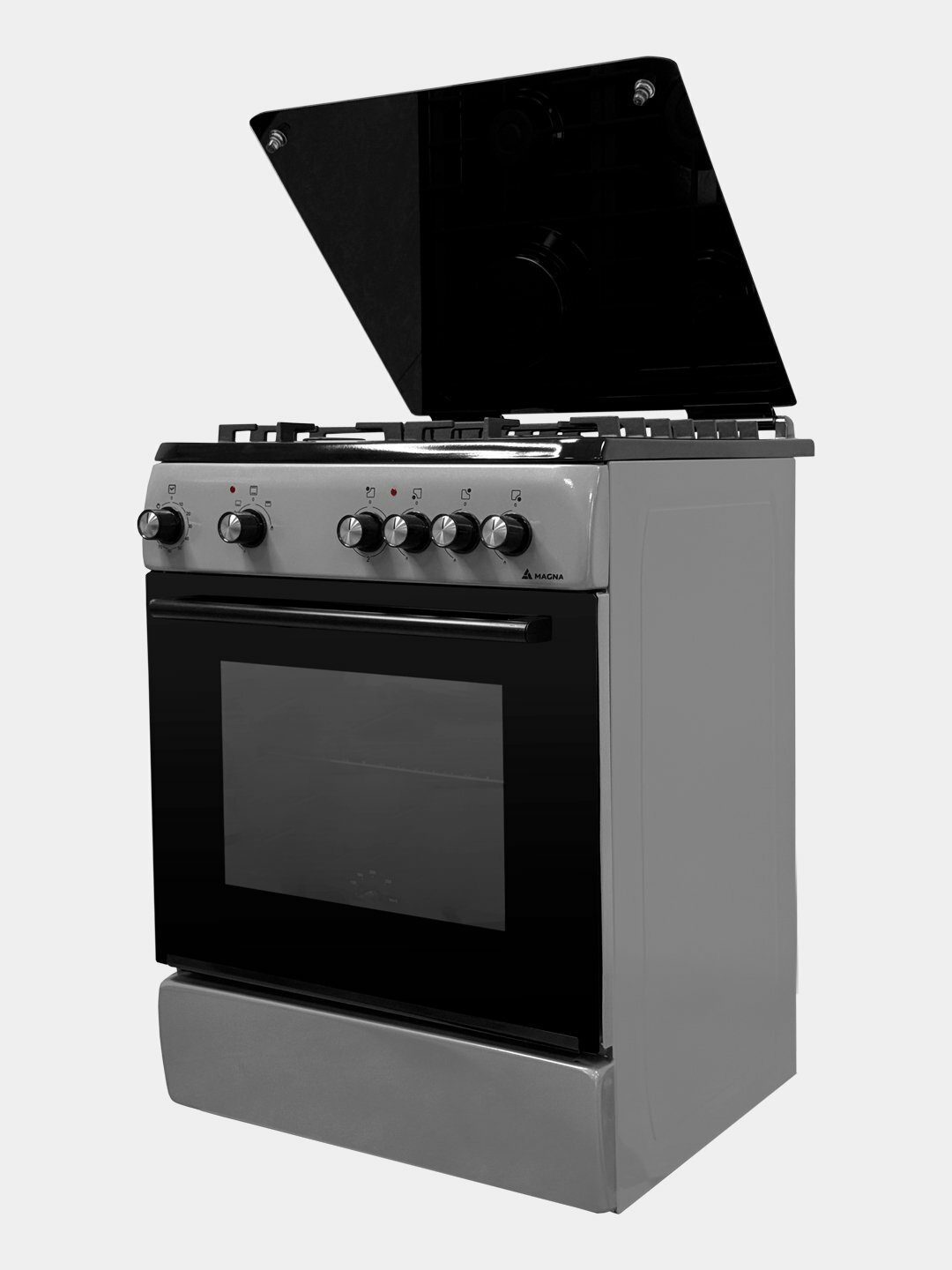 Газо-электрическая плита MAGNA FS-M603B, 3 газ + 1 электр, чугунные решётки, комби духовка, Серый